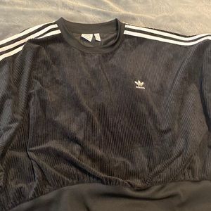 Adidas corduroy 3stripe sweater crop